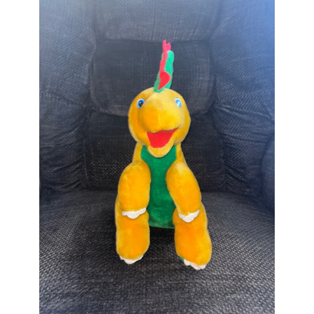 VTG Retro Plush Crested Dinosaur BJ Toy Company Yellow